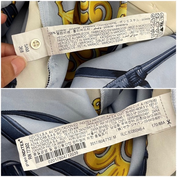 ZARA Chain Printed Blouse Size M Elegant Vintage Scarf Feminine Worn on TV - Picture 16 of 16